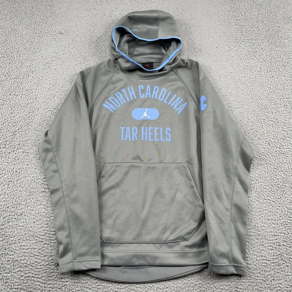 North Carolina Tar Heels Pullover Athletic Logo Jordan Hoodie Mens Medium Gray